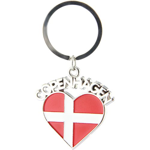 Key Ring Denmark Keyring Copenhagen Denmark-Heart 40 mm - www.nordicsouvenir.com