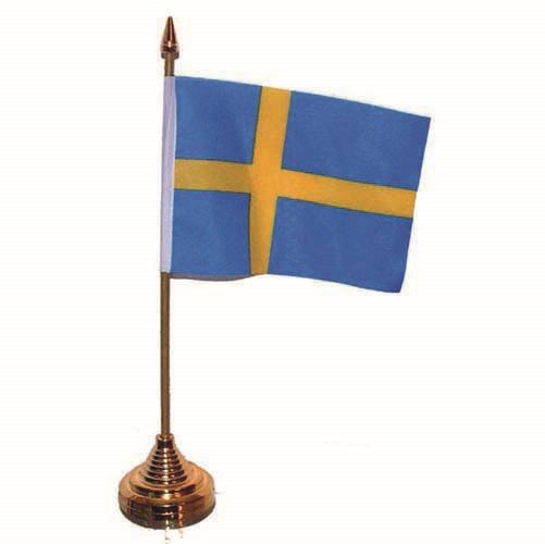 Bordsflagga Sverige, 31cm (guld)