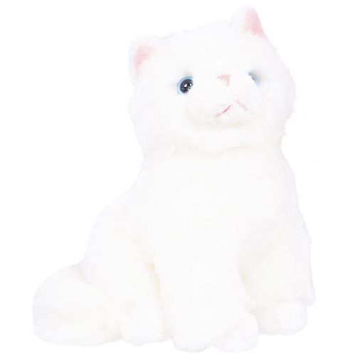 Katt, vit sittande 20 cm