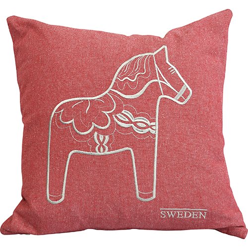 Kuddfodral 45x45cm Dalahäst, Röd SWEDEN Recycled