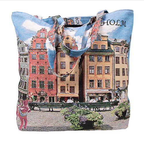 Väska m. dragkedja Stortorget Stockholm 45x40 cm (eld)