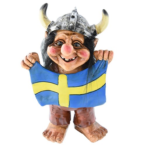 Vikingtroll m Sverigeflagga, 12cm