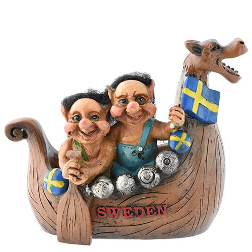 Troll i Vikingaskepp Sweden, 14cm