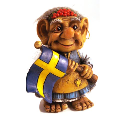 Trolla med Sverigeflagga, 9cm