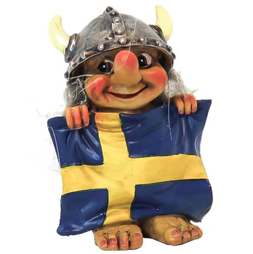 Vikingtroll m Sverigeflagga, 8cm