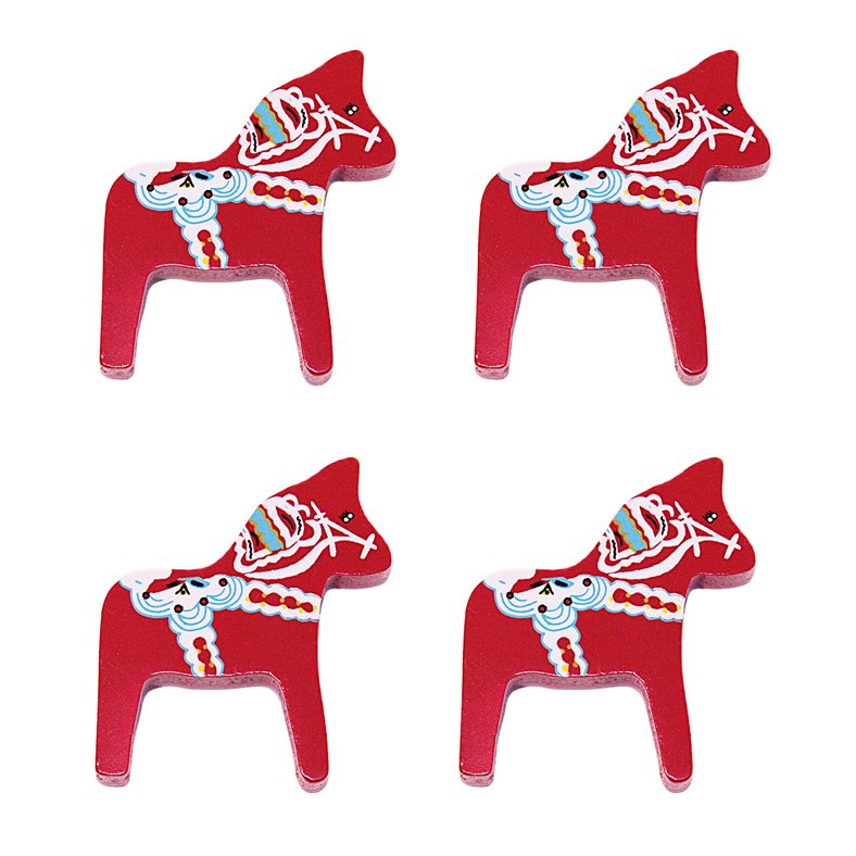 Magnet, Dalahäst trä, 6cm, röda