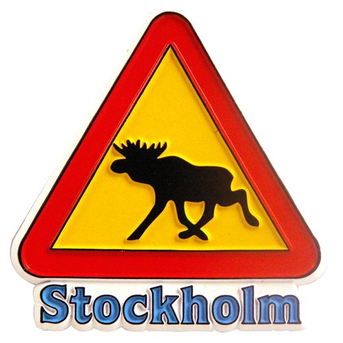 Gummimagnet Älgvarning Stockholm