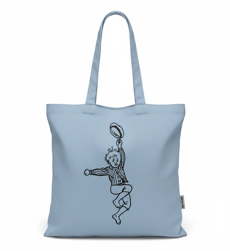 Tygkasse, Emil, ljusblå, recycled, m. bälg 43 x 35 cm