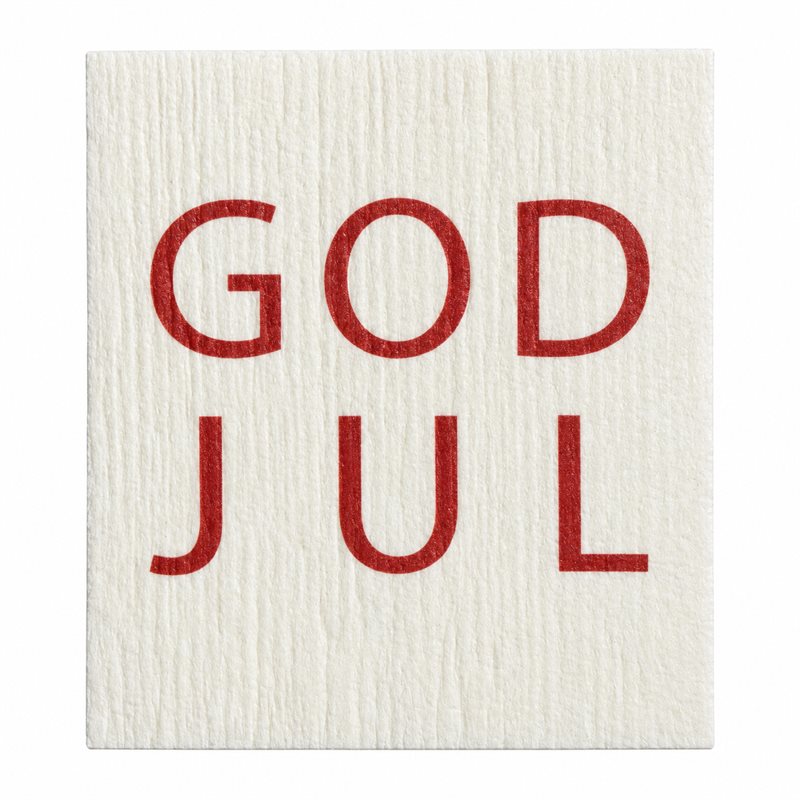 Disktrasa, God Jul, vit/röd text