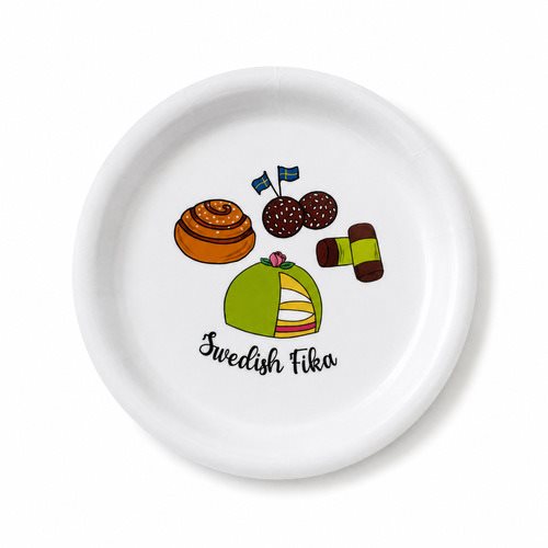 Glasunderlägg kant, Swedish Fika Sweets, vit/färg