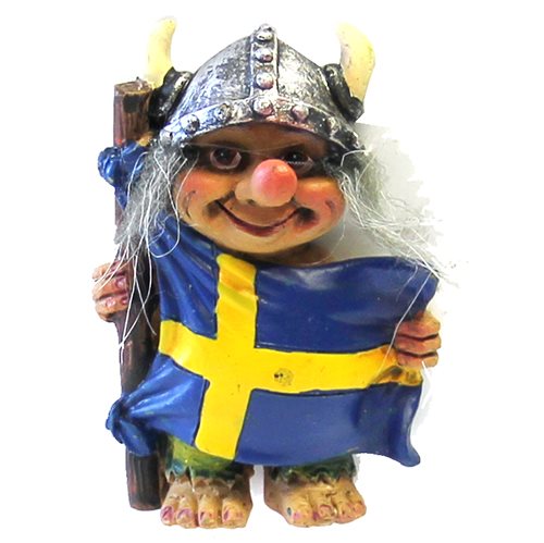 Magnet Vikingtroll m Sverigeflagga
