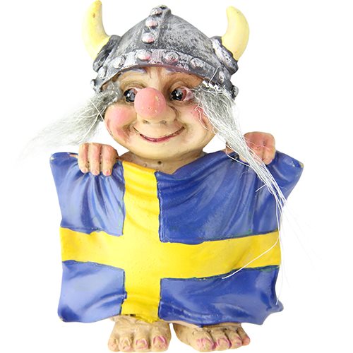 Magnet Vikingtroll m Sverigeflagga