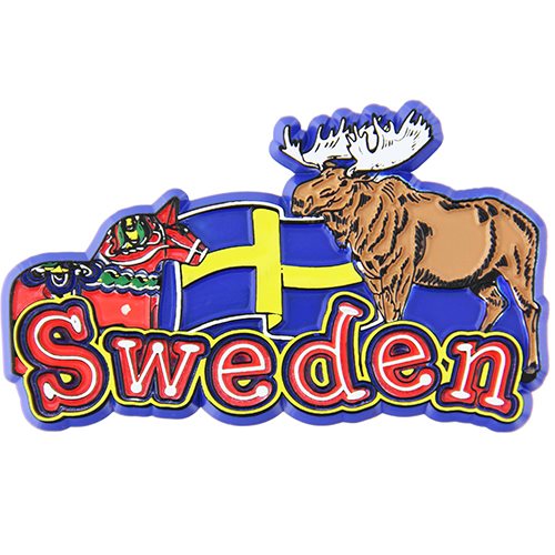 Gummimagnet Sweden flagga älg
