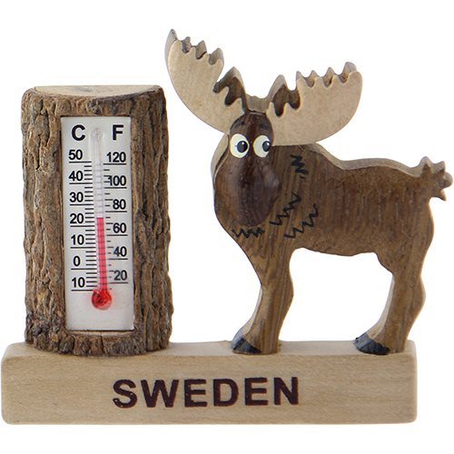 Magnet-termometer Älg Sweden trä