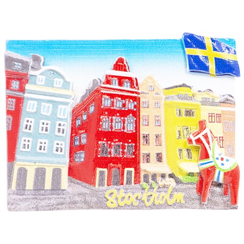 Magnet Stortorget, old town,  Dalahäst, flagga, Stockholm