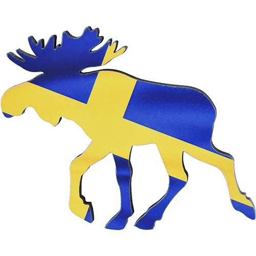 Magnet Trä Älg Flagga Sweden