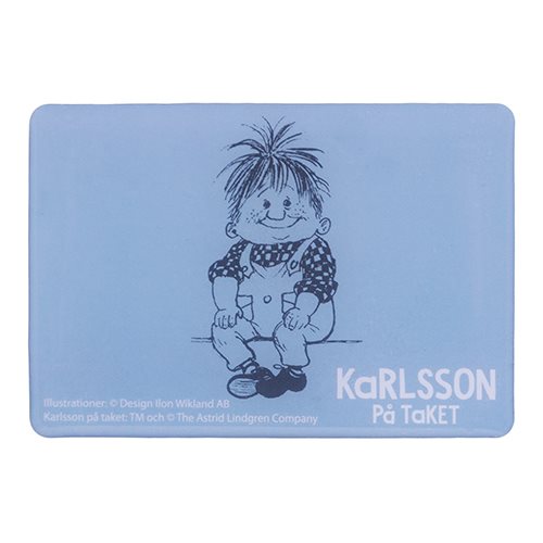 Magnet Karlsson på taket, svartvit, ljusblå, 80x55mm