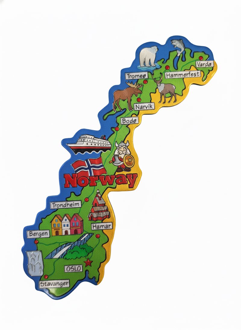 Magnet, Norgekarta, folie 130 mm