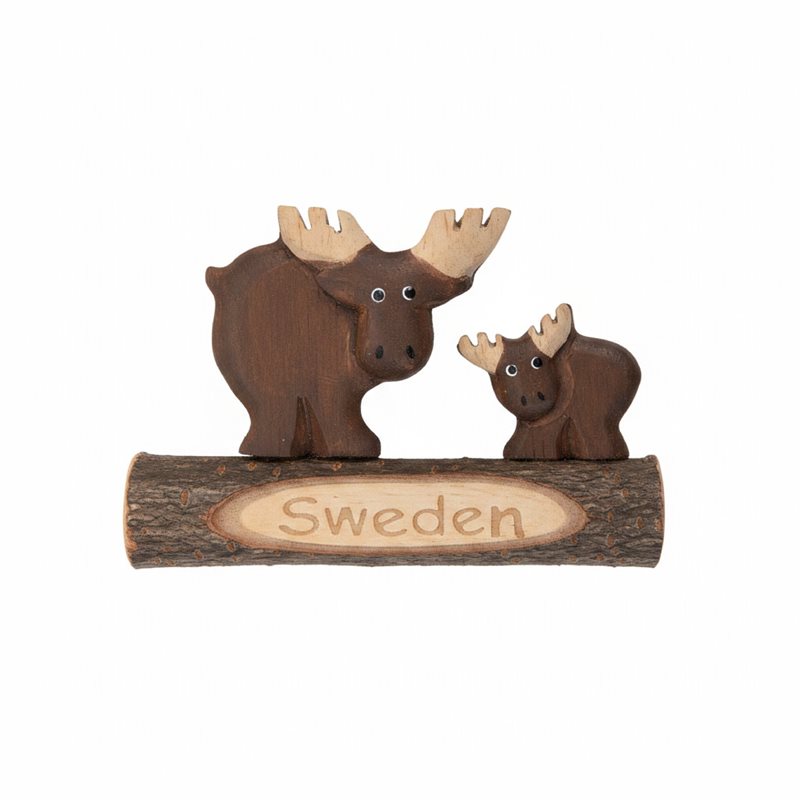 Magnet, Älg på trädstam, Sweden, 90 mm