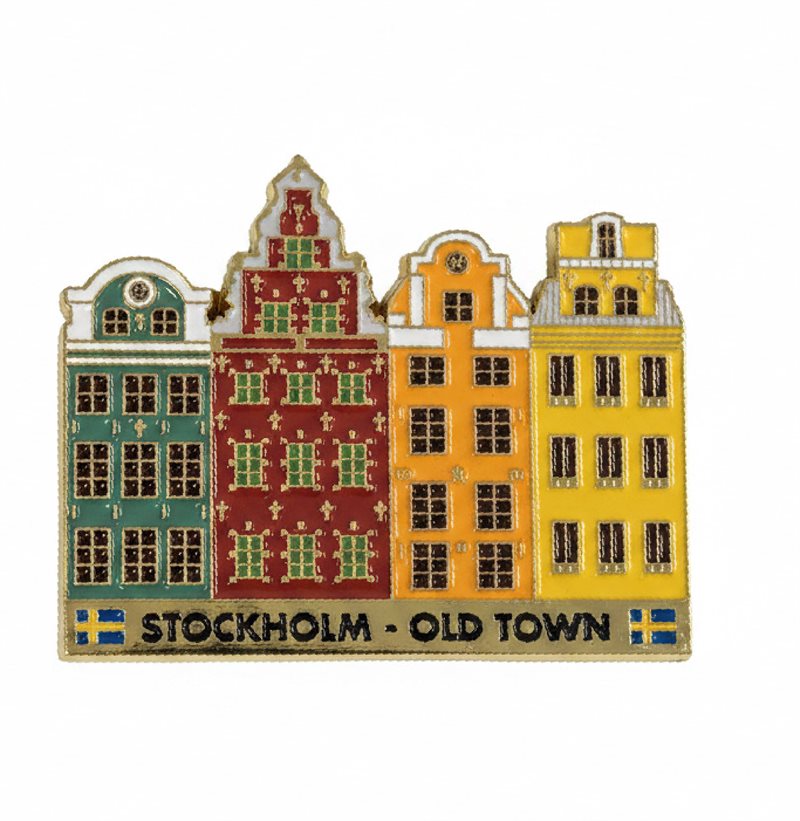 Magnet, Old Town, Stockholm, guld, 4 mm tjock, 60 mm bred