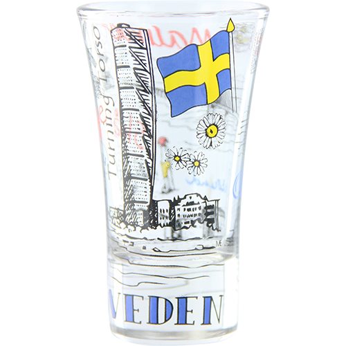 Shotglas Malmö teckning, 8.5cm