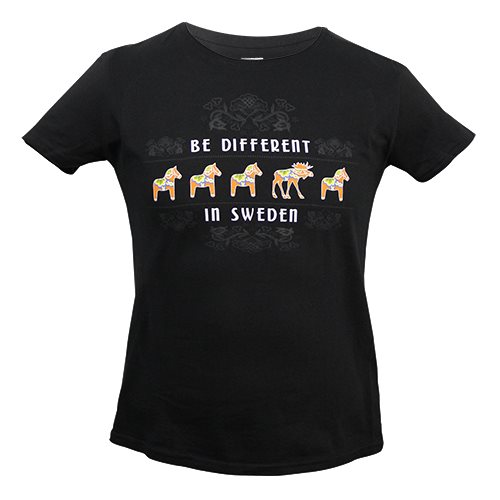 T-shirt dam svart Be Different Dalahäst , VUXEN