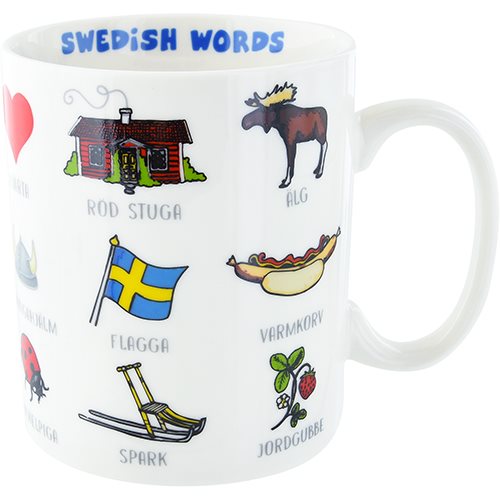 Mugg Svenska ord, vit 43 cl