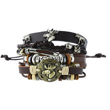 Armband Älg, metall/läder, 3 mod, ink. ställ