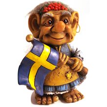 Trolla med Sverigeflagga, 12cm