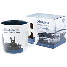 Mugg Skyline Stockholm gråton, färgad insida, i förp., 37cl